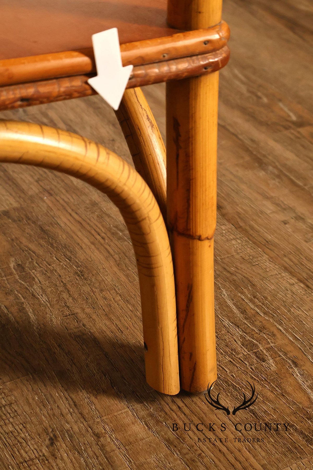 Vintage Mid Century Modern Two-Tier Bamboo End Table