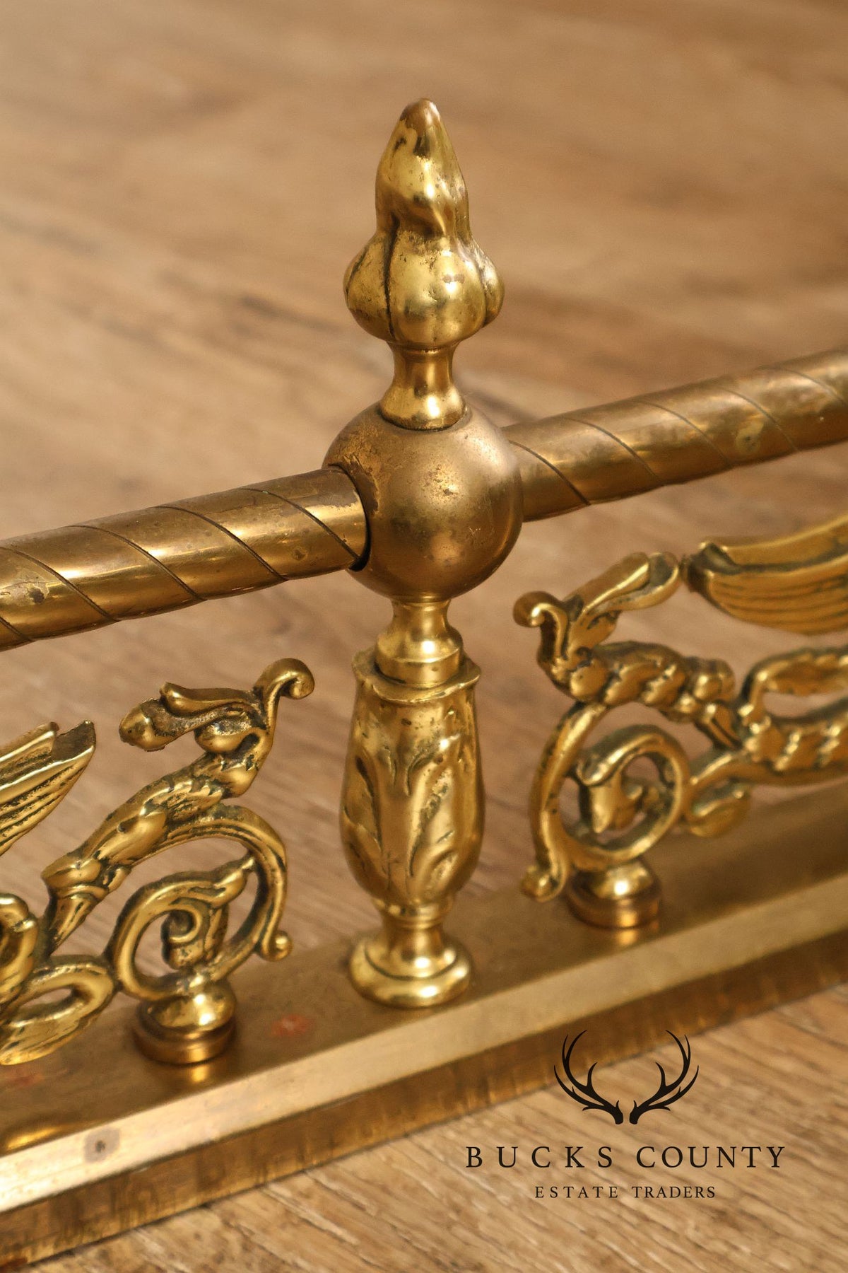 Neoclassical Style Brass Fireplace Fender
