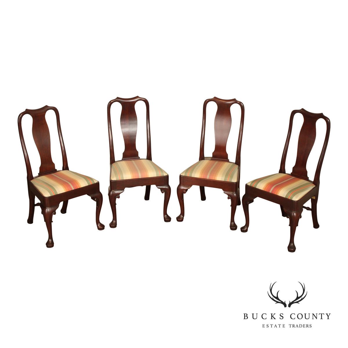 Stickley Williamsburg Reserve Set Of Four Mahogany Queen Anne Side Dining Chairs