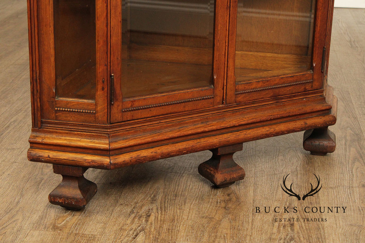 Antique Victorian Oak Corner China Cabinet
