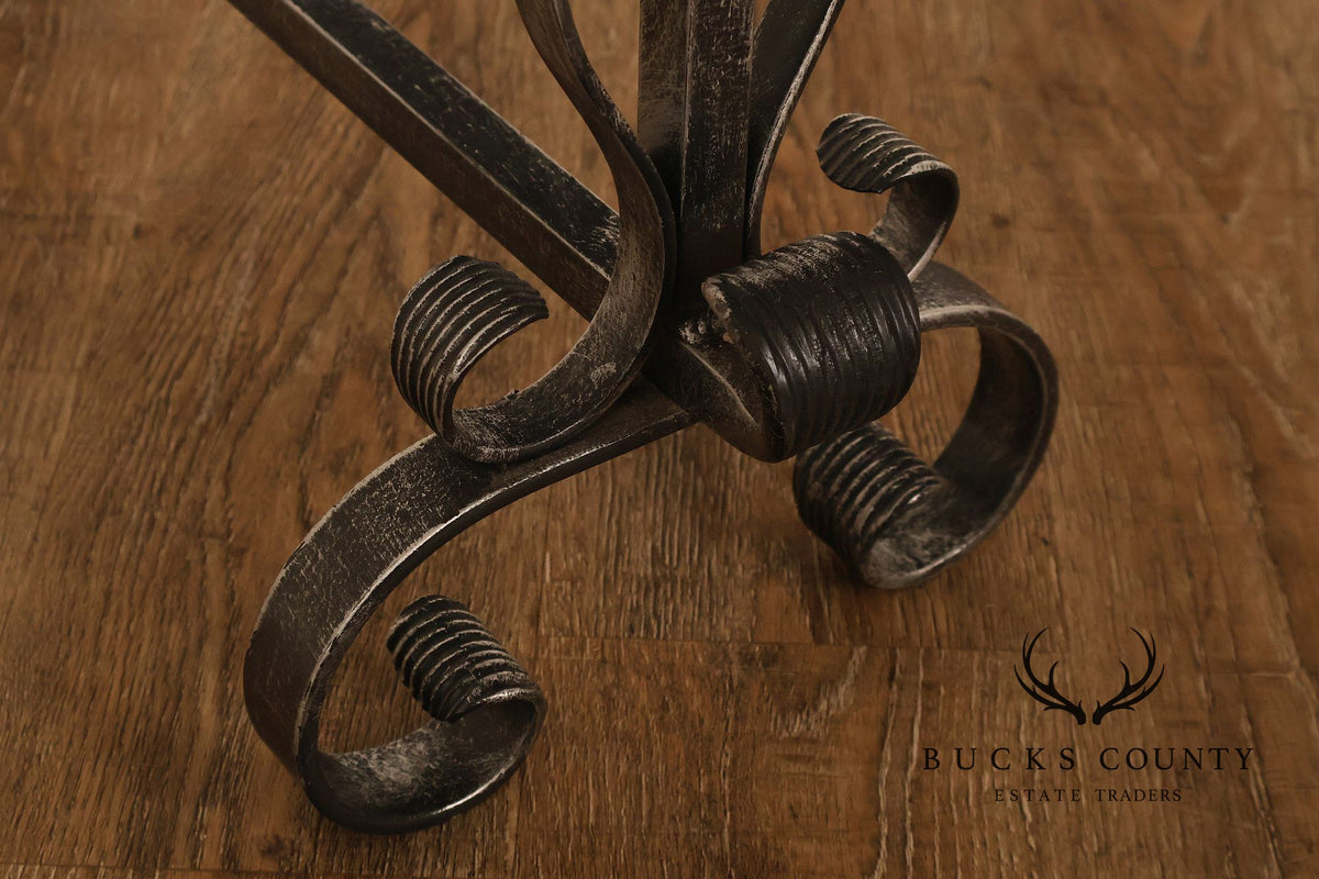 Pair of Italian Wrought Iron And Brass Fireplace Andirons