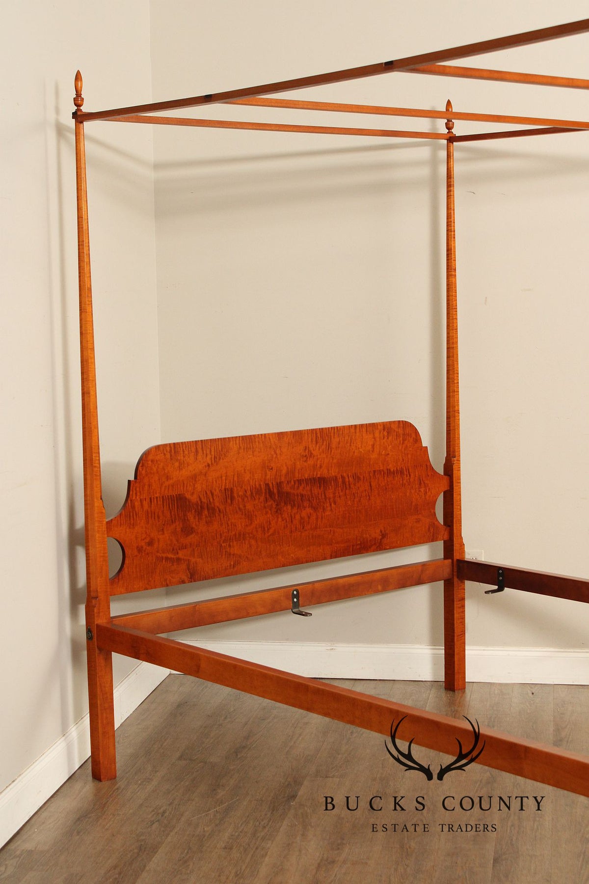 Eldred Wheeler Tiger Maple Queen Size Canopy Poster Bed