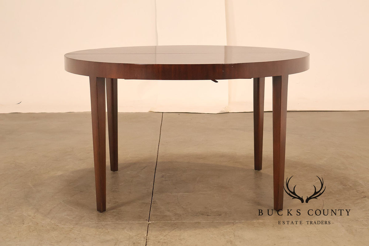 Dunbar Mid Century Modern Round Mahogany Extension Dining Table With Three Leaves