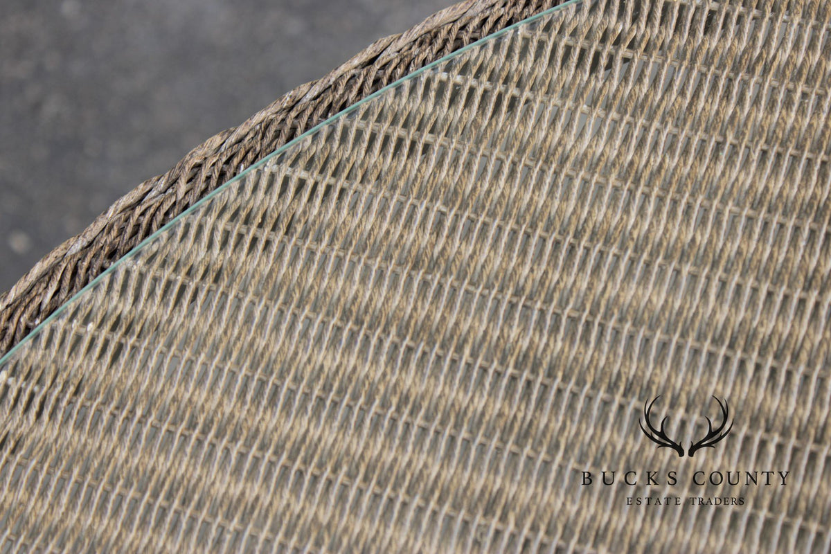 Lloyd Loom Round Glass Top Wicker Patio Table