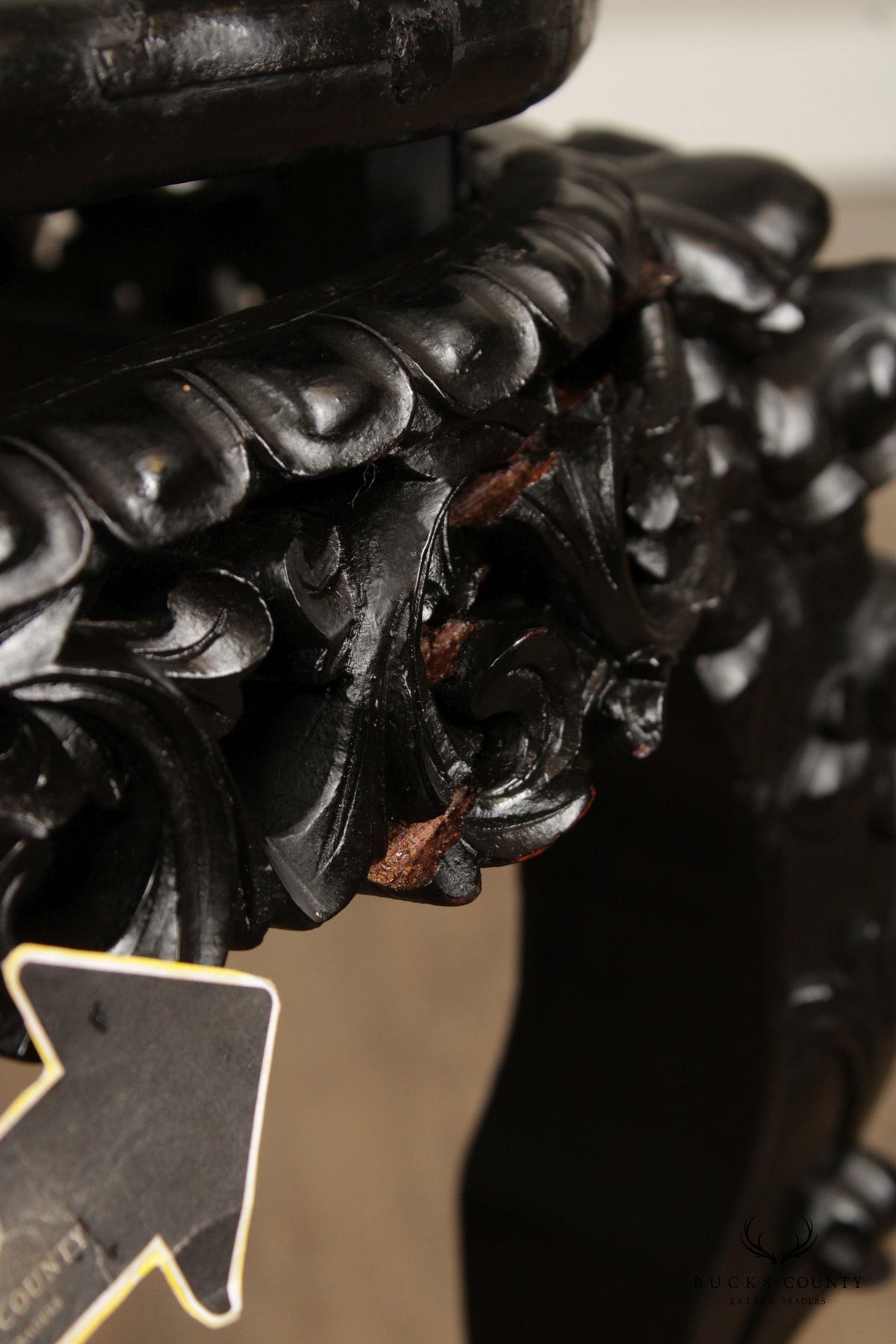 Chinese Carved Wood Stone-Top Low Stand