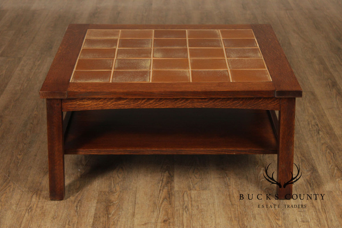 Stickley Mission Collection Oak Tile Top Coffee Table