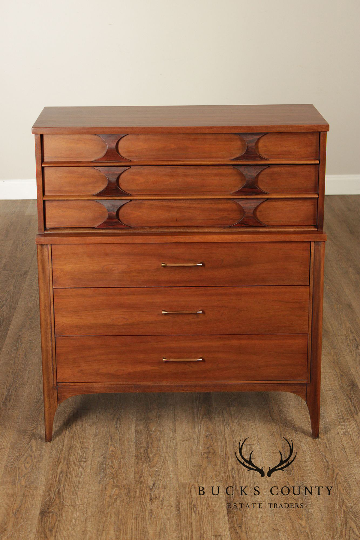 Kent Coffey 'Perspecta' Walnut And Rosewood Tall Chest