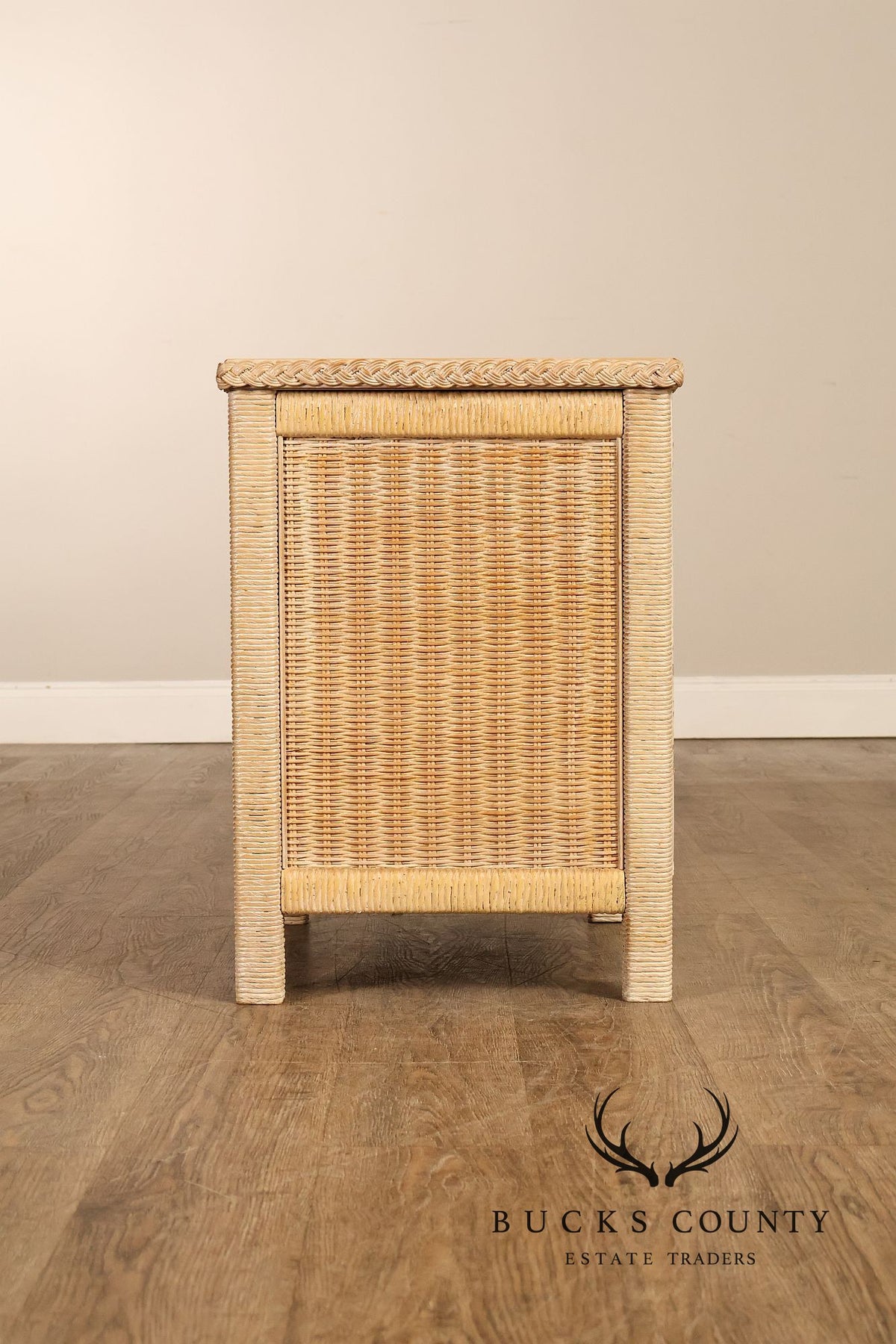 Lexington Henry Link Vintage Pair of Wicker two Drawer Nightstands
