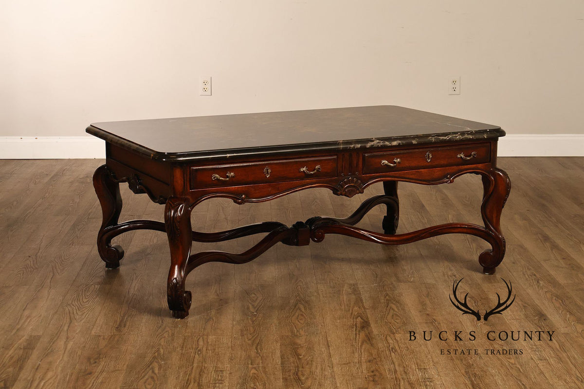 Henredon Carlyle Collection Louis XV Style Marble Top Cocktail Table