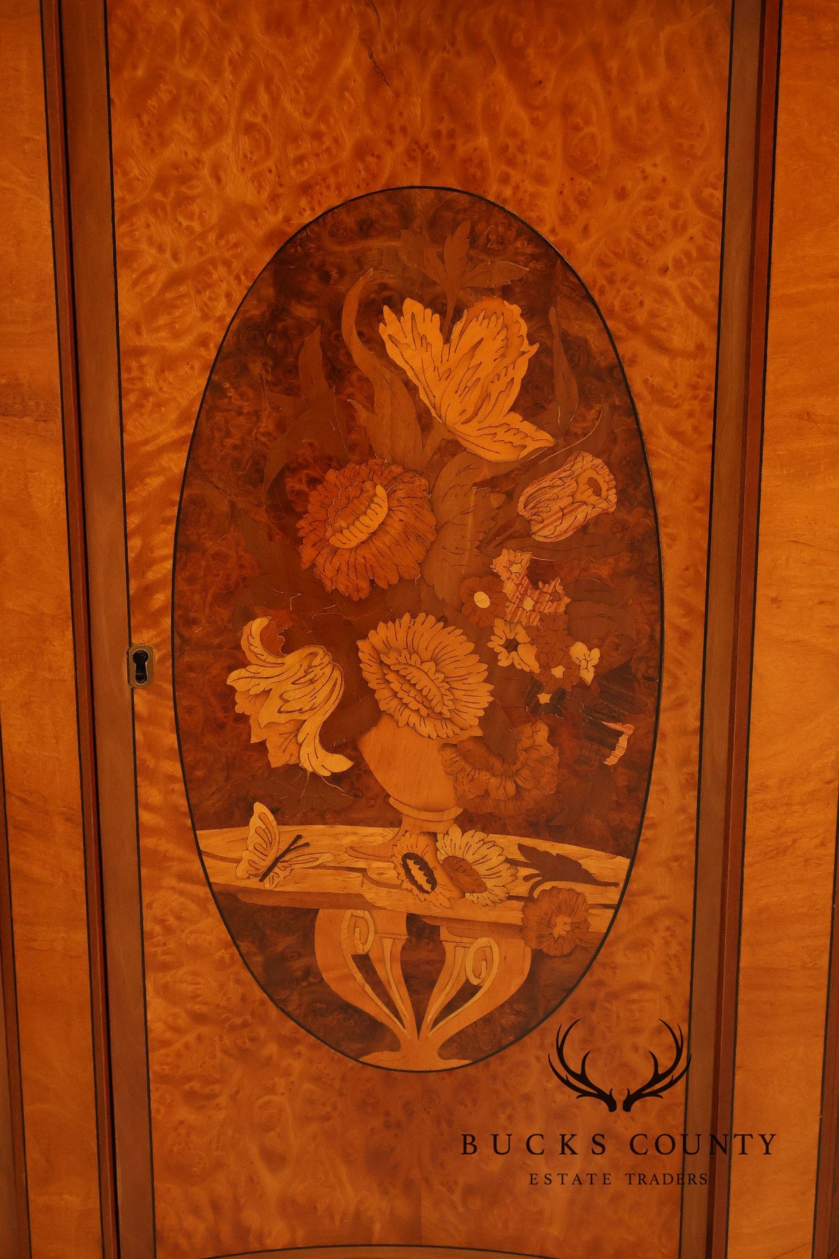 Italian Marquetry Inlaid Burl Wood Credenza Sideboard Server
