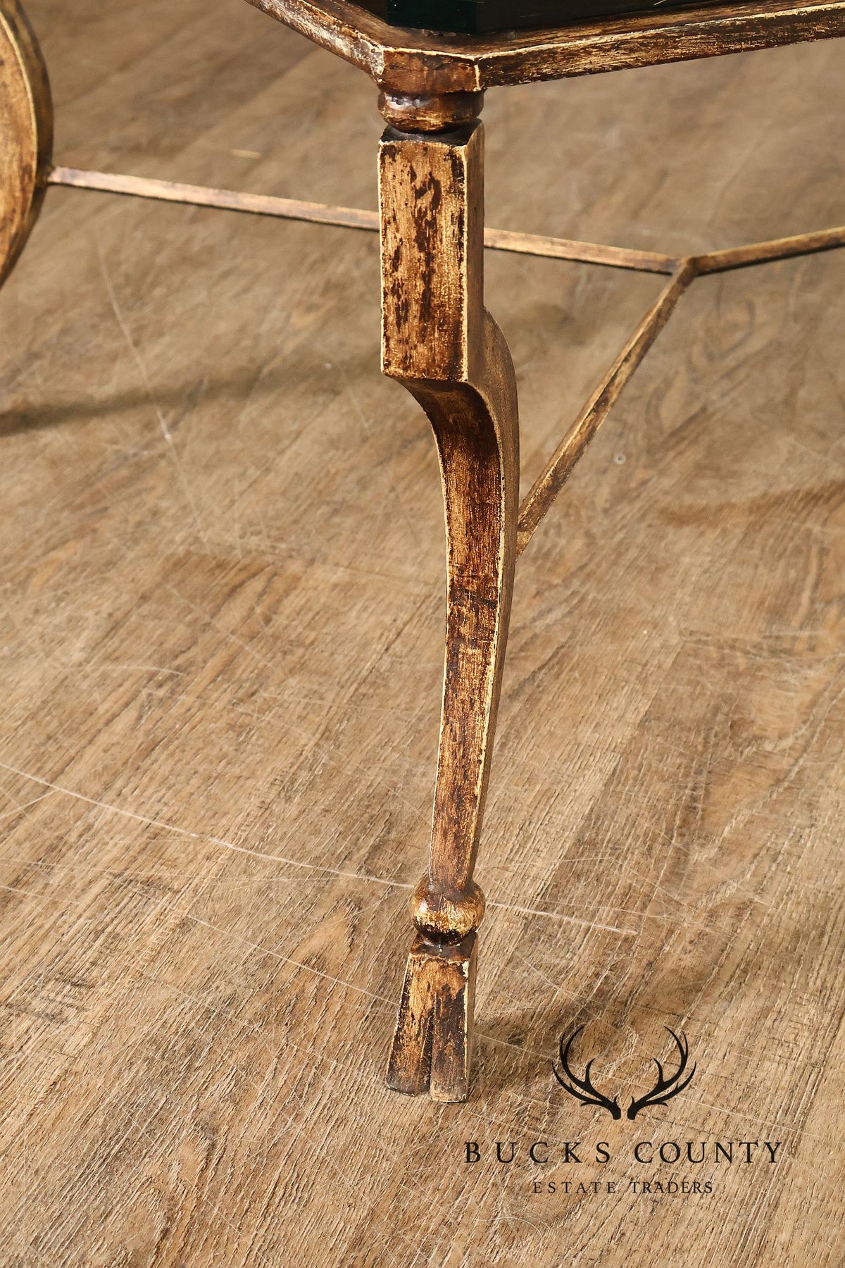 Minton Spindell 'Durant' Glass Top Iron Coffee Table