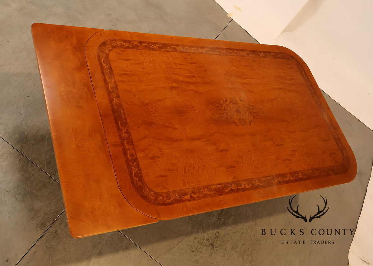 Ala Mobili Style Neoclassical Style Inlaid Double Pedestal Extension Dining Table