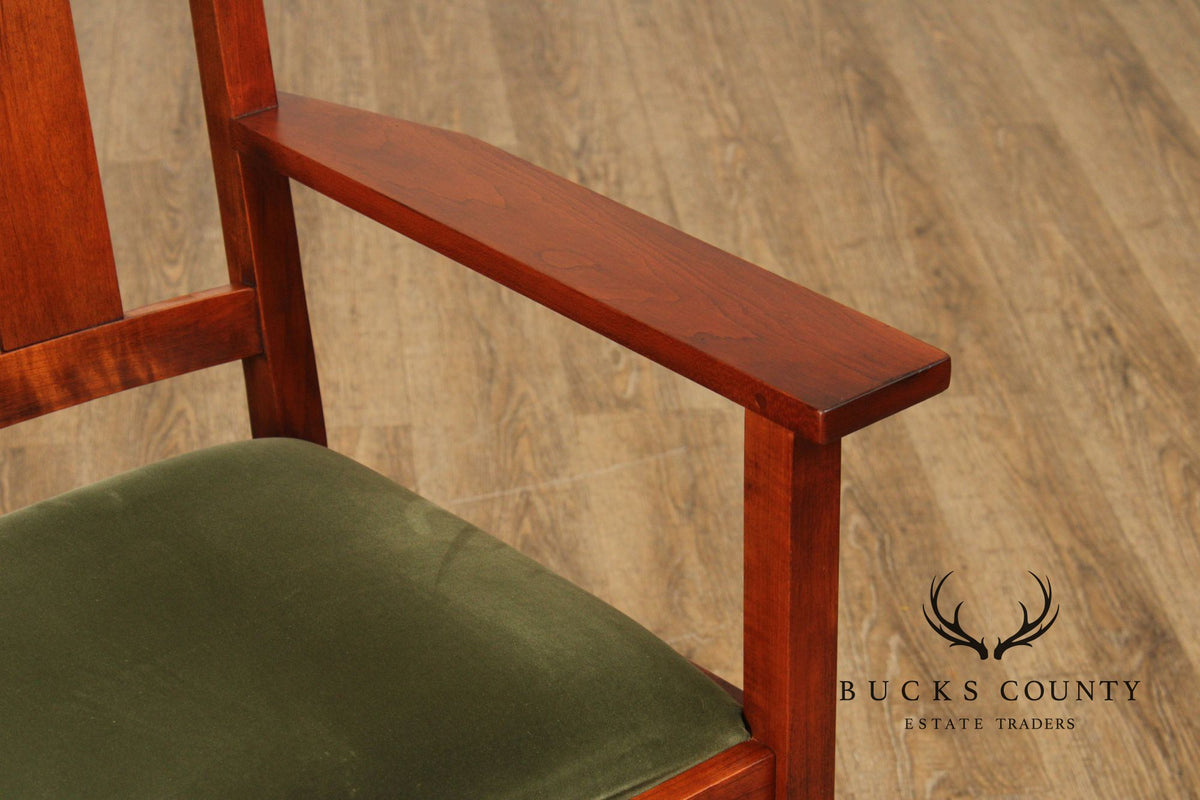 Stickley Mission Collection Set of Four Harvey Ellis Cherry Dining Armchairs
