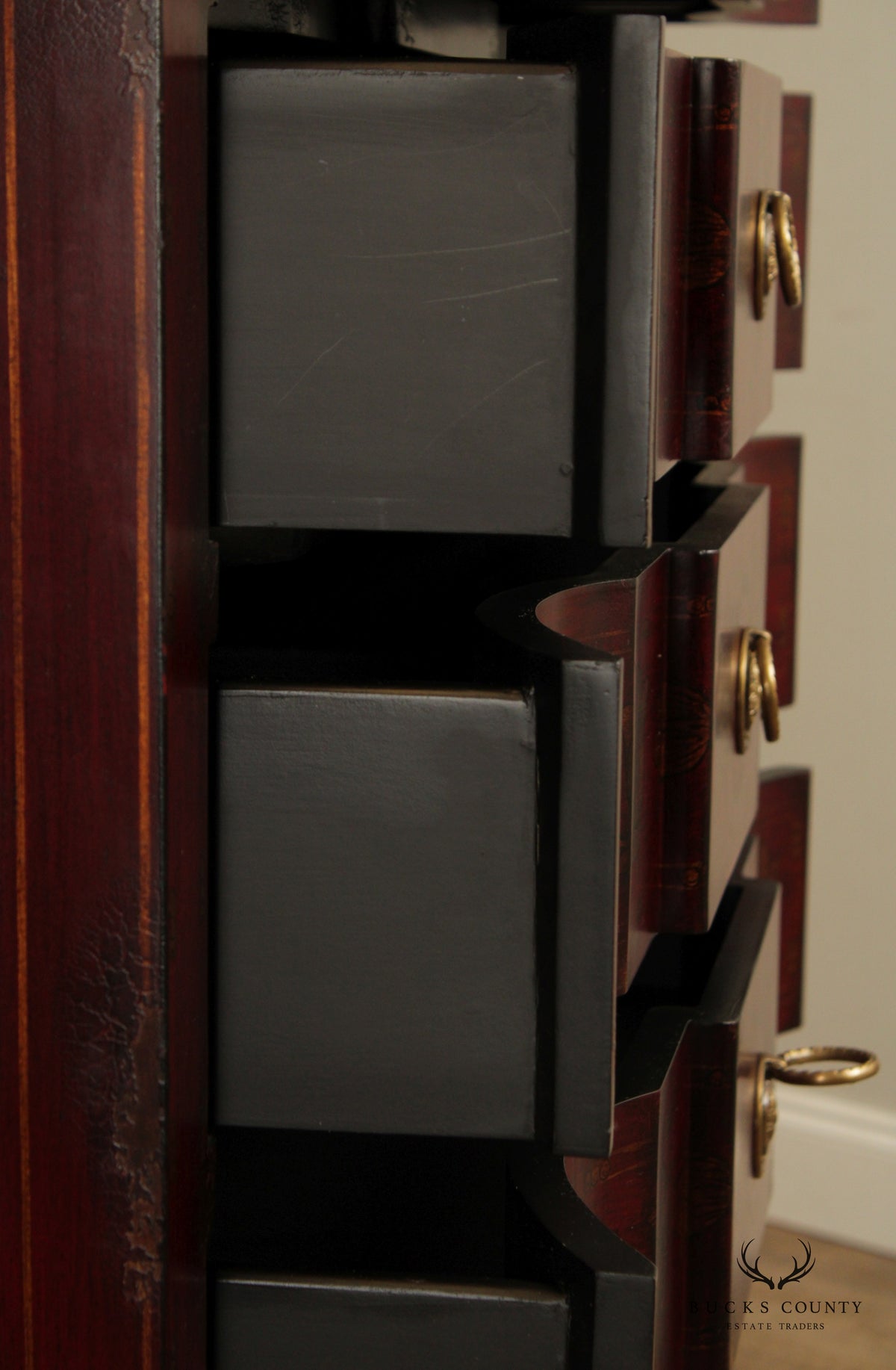Sarreid Italian Style Paint Decorated Highboy Tall Chest of Drawers