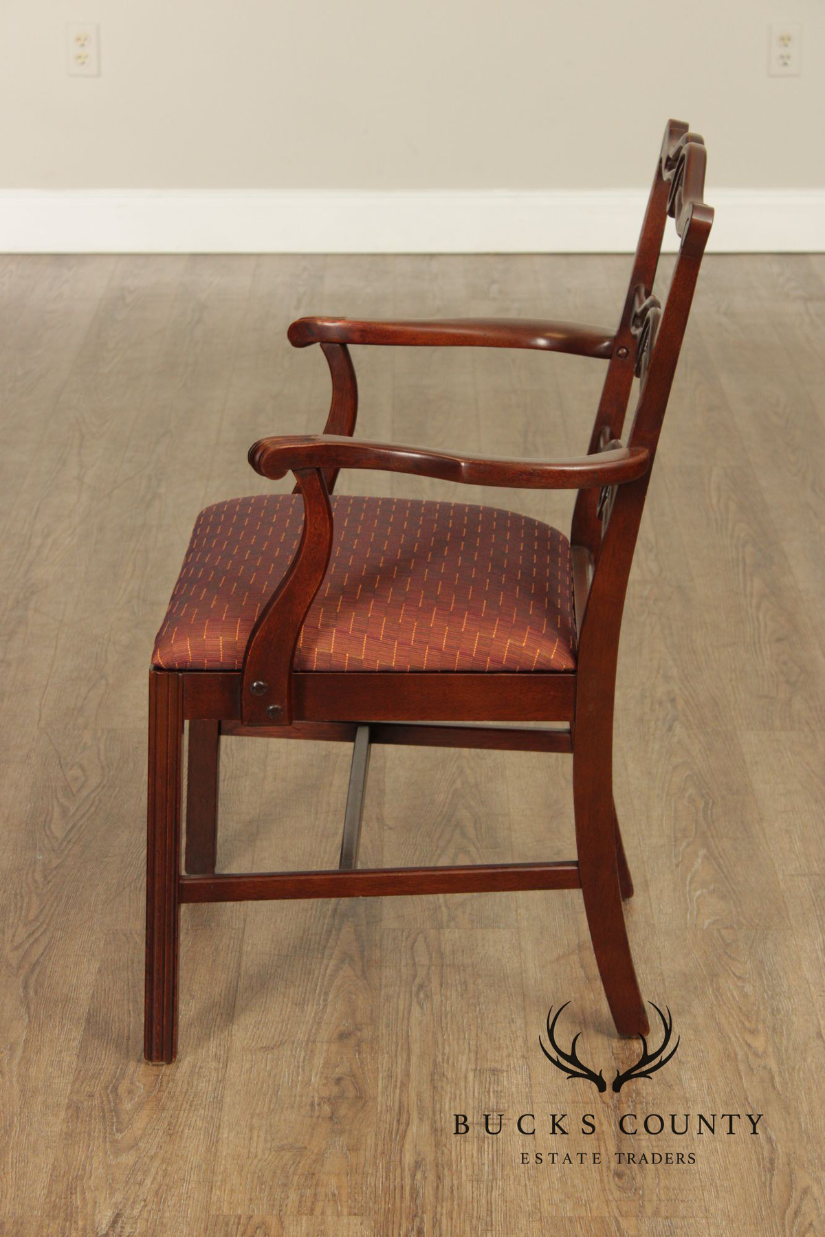 1940's Georgian Style Mahogany Ribbon Back Armchair