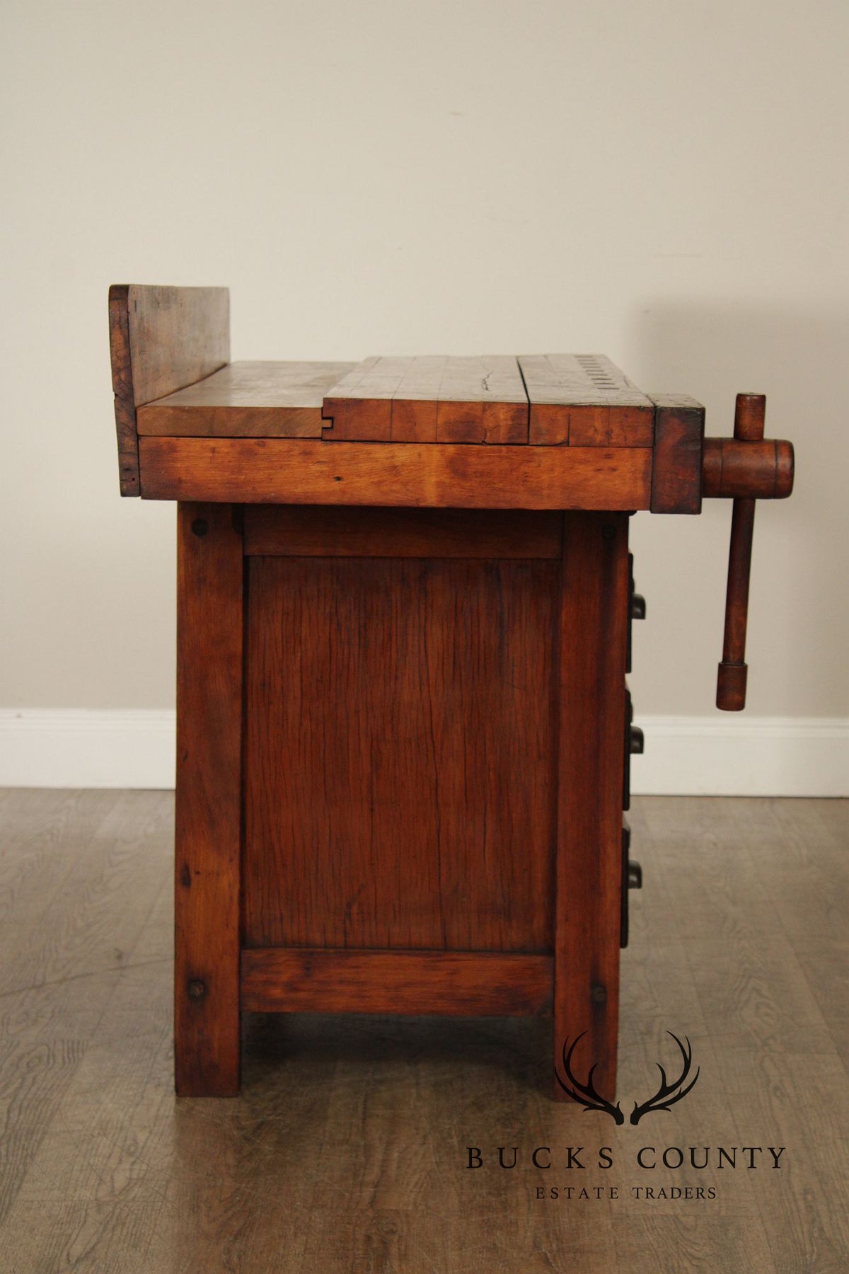 Antique C. Christensen Chicago Antique Industrial Carpenter’s Workbench