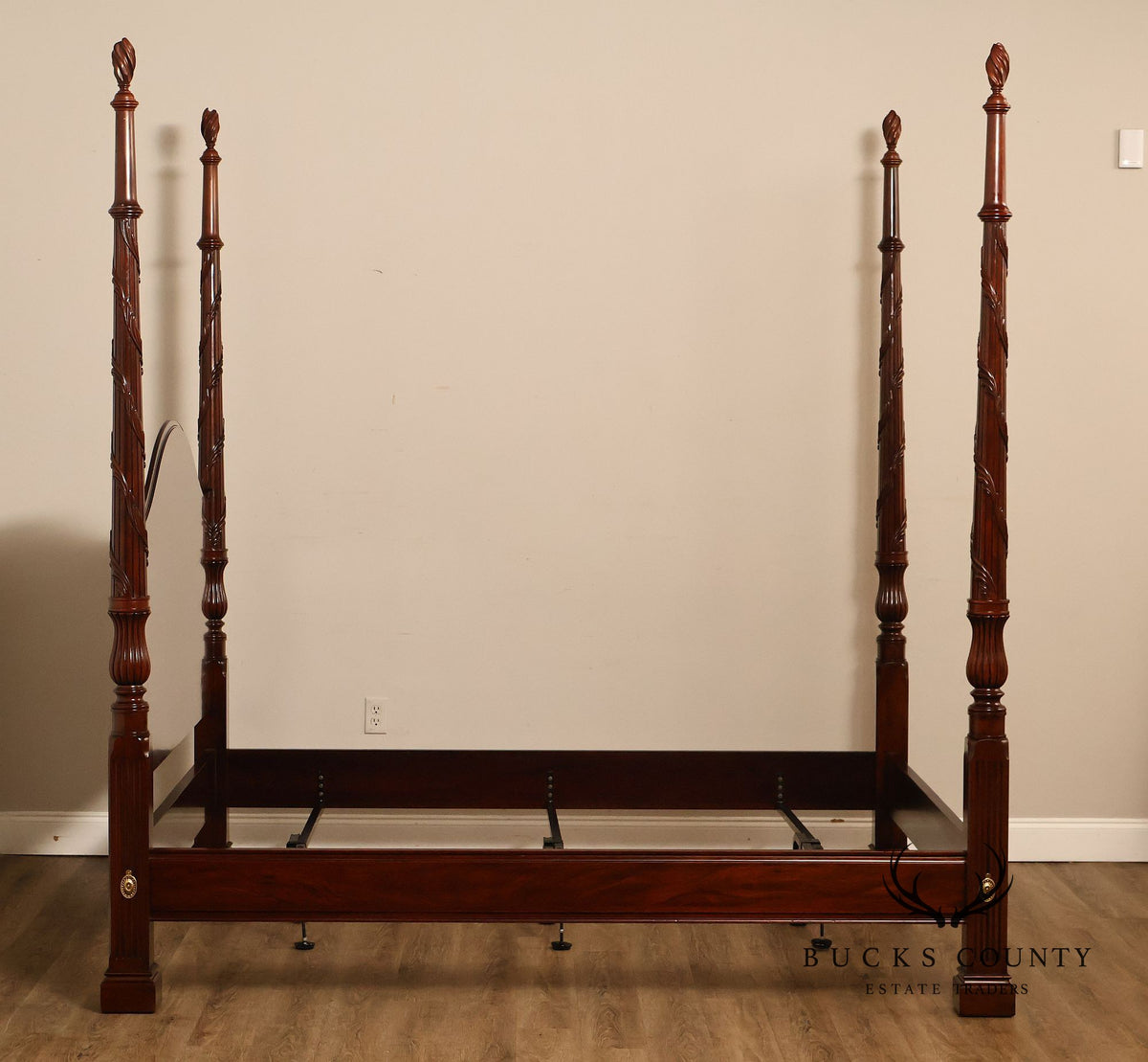 Henkel Harris Carved Mahogany King Poster Bed