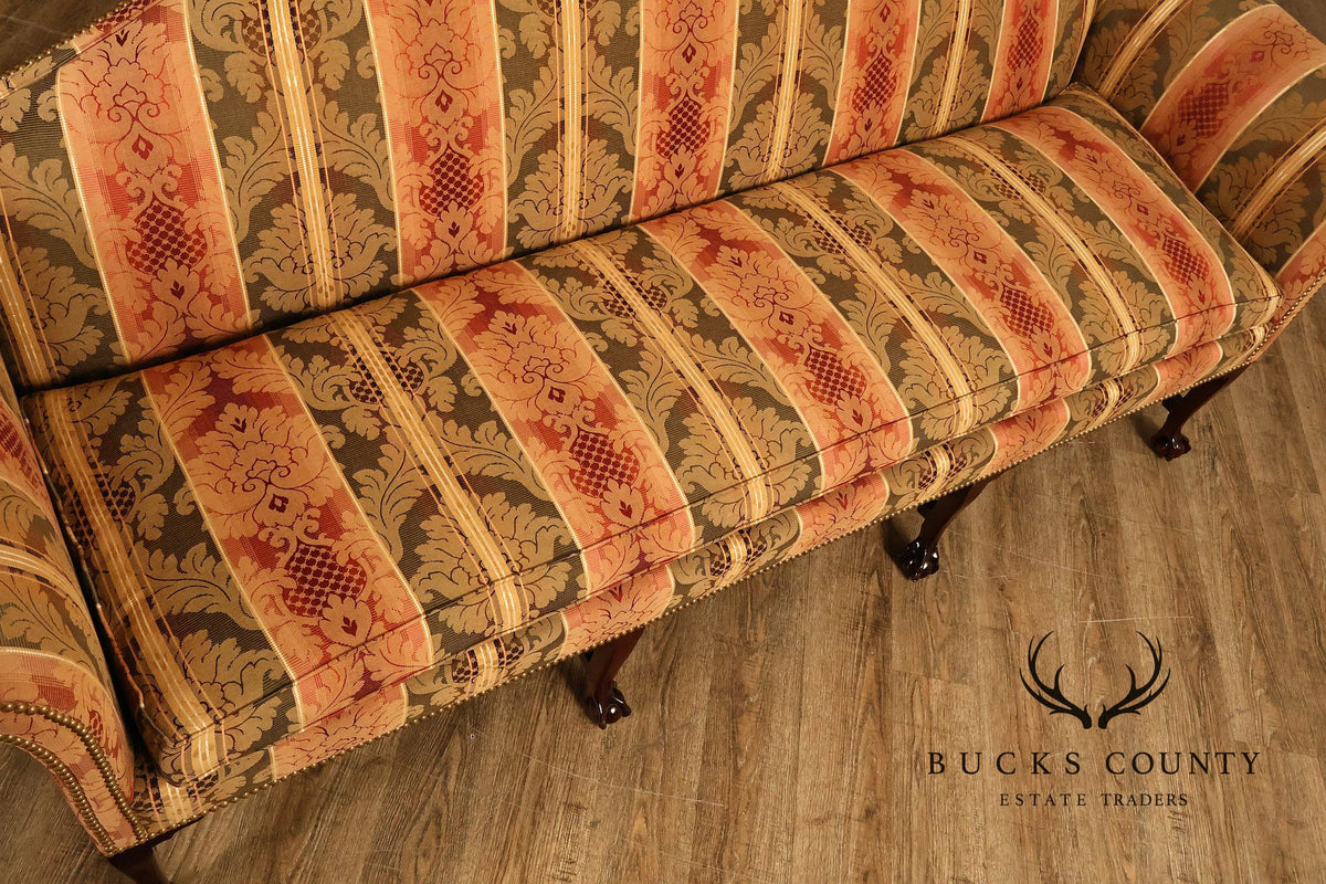 Kindel Winterthur Irish Georgian Chippendale Style Mahogany Camelback Sofa