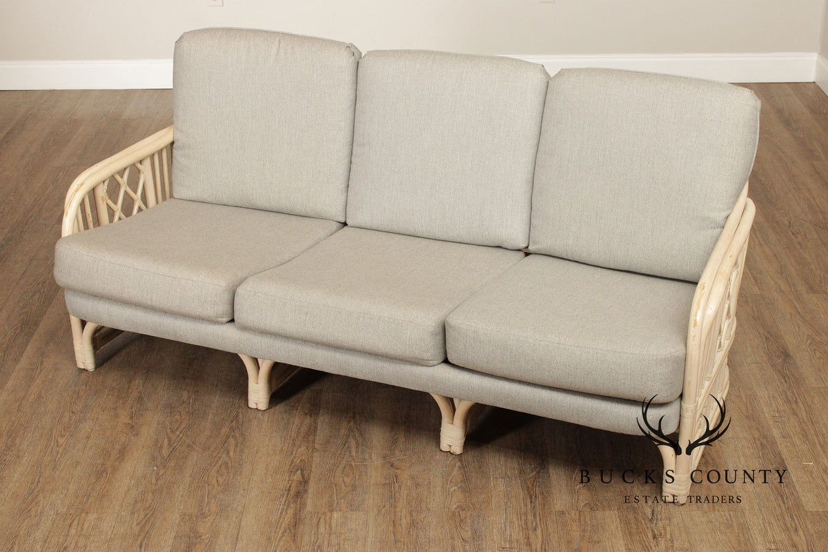 Brighton Pavilion Style Vintage Rattan Three-Seat Sofa