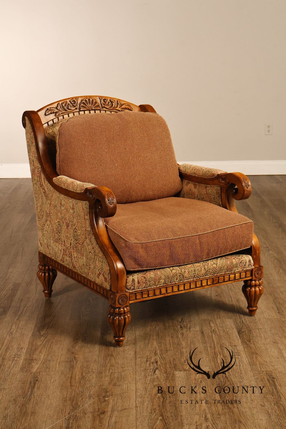 Robb & Stucky British Colonial Style Armchair with Ottoman