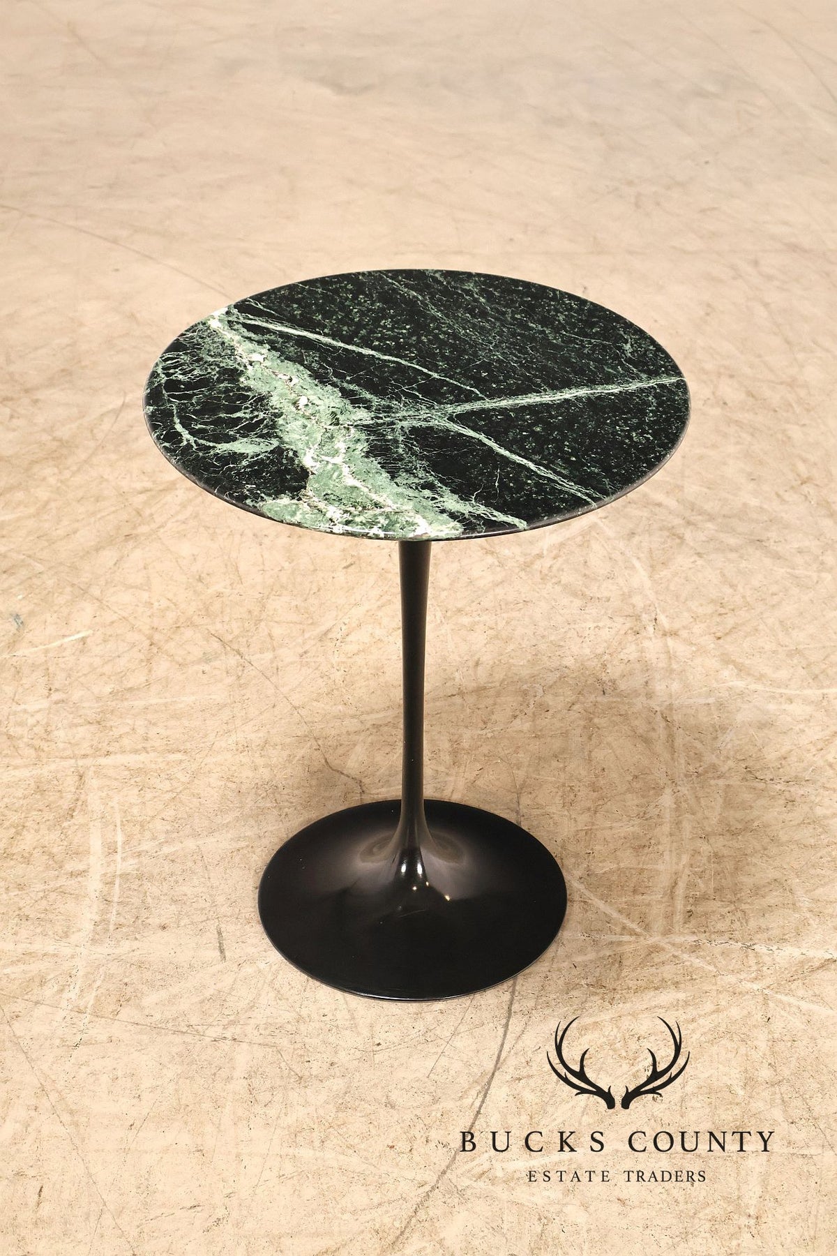Knoll Saarinen Round Green Marble Tulip Side Table