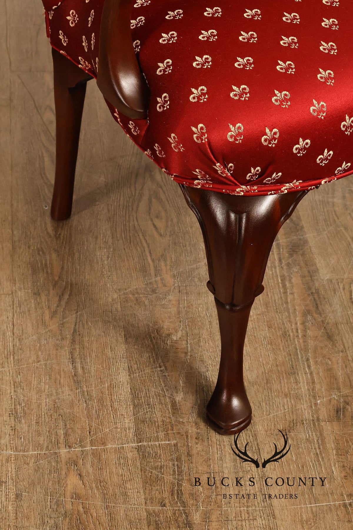 Queen Anne Style Mahogany Library Armchair