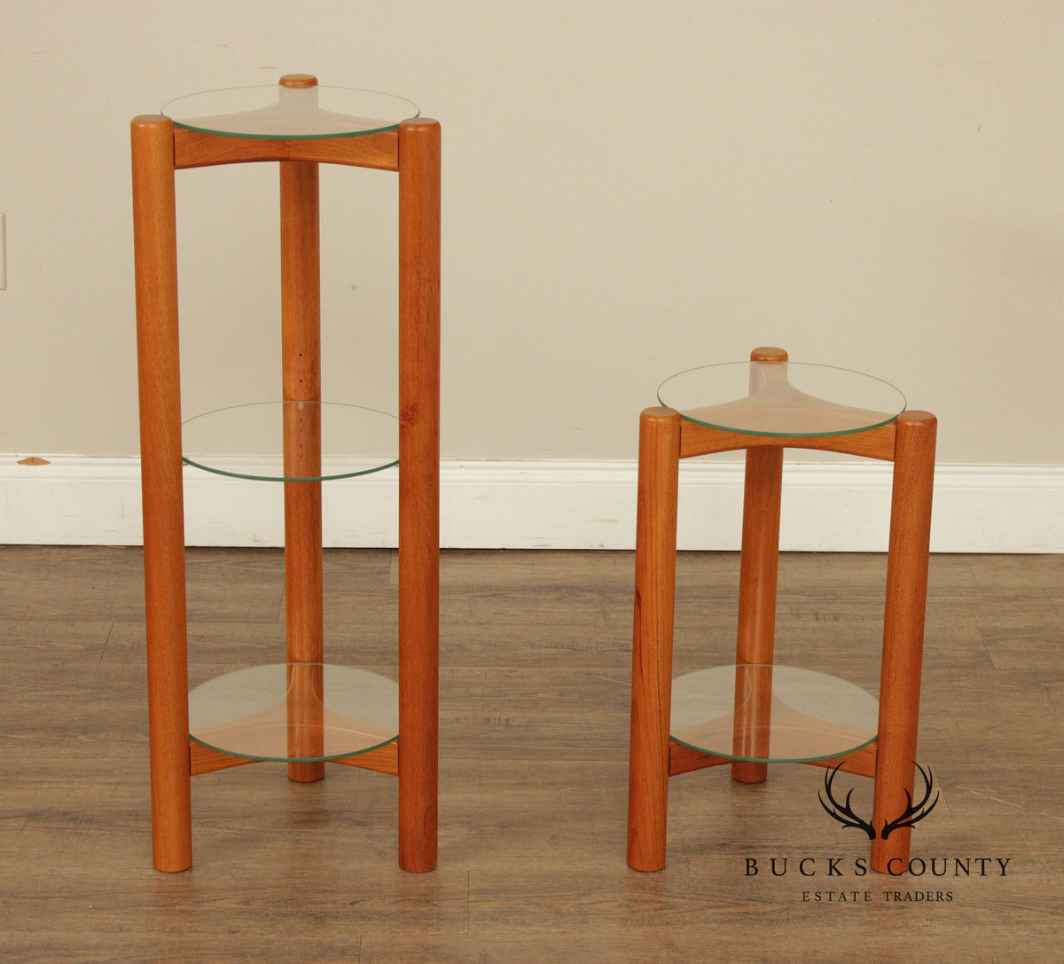 Lysgaard Mobler Danish Modern Pair of Teak Plant Stands