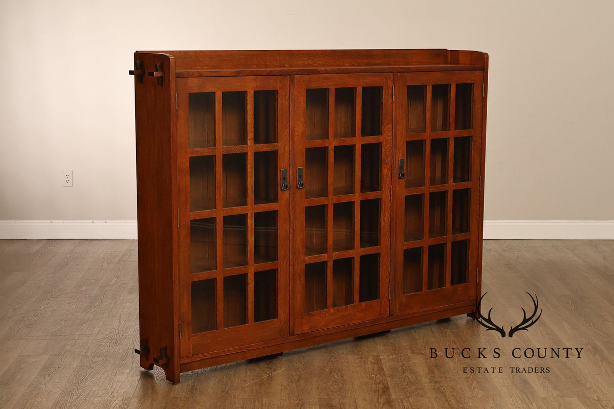 Stickley Mission Collection Oak Three-Door Bookcase