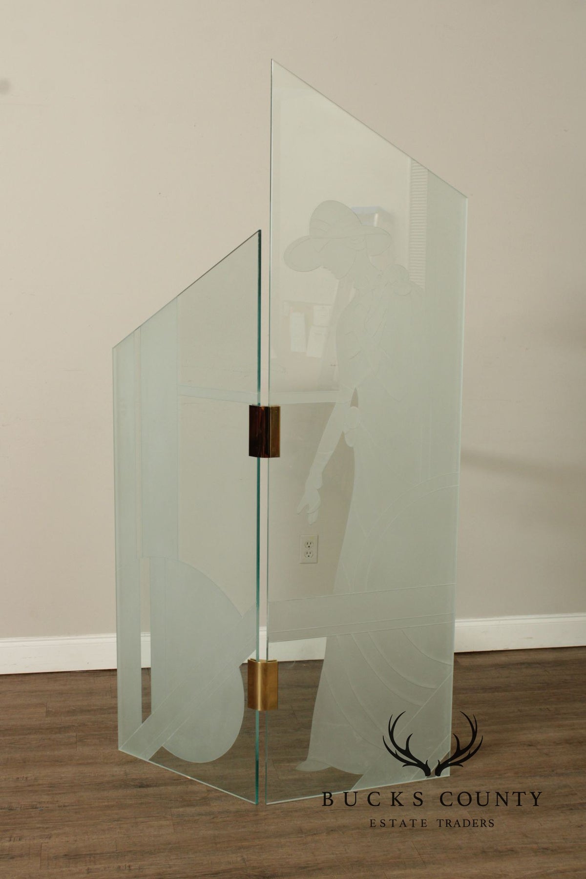 1980's Art Deco Style Glass Four-Panel Room Divider