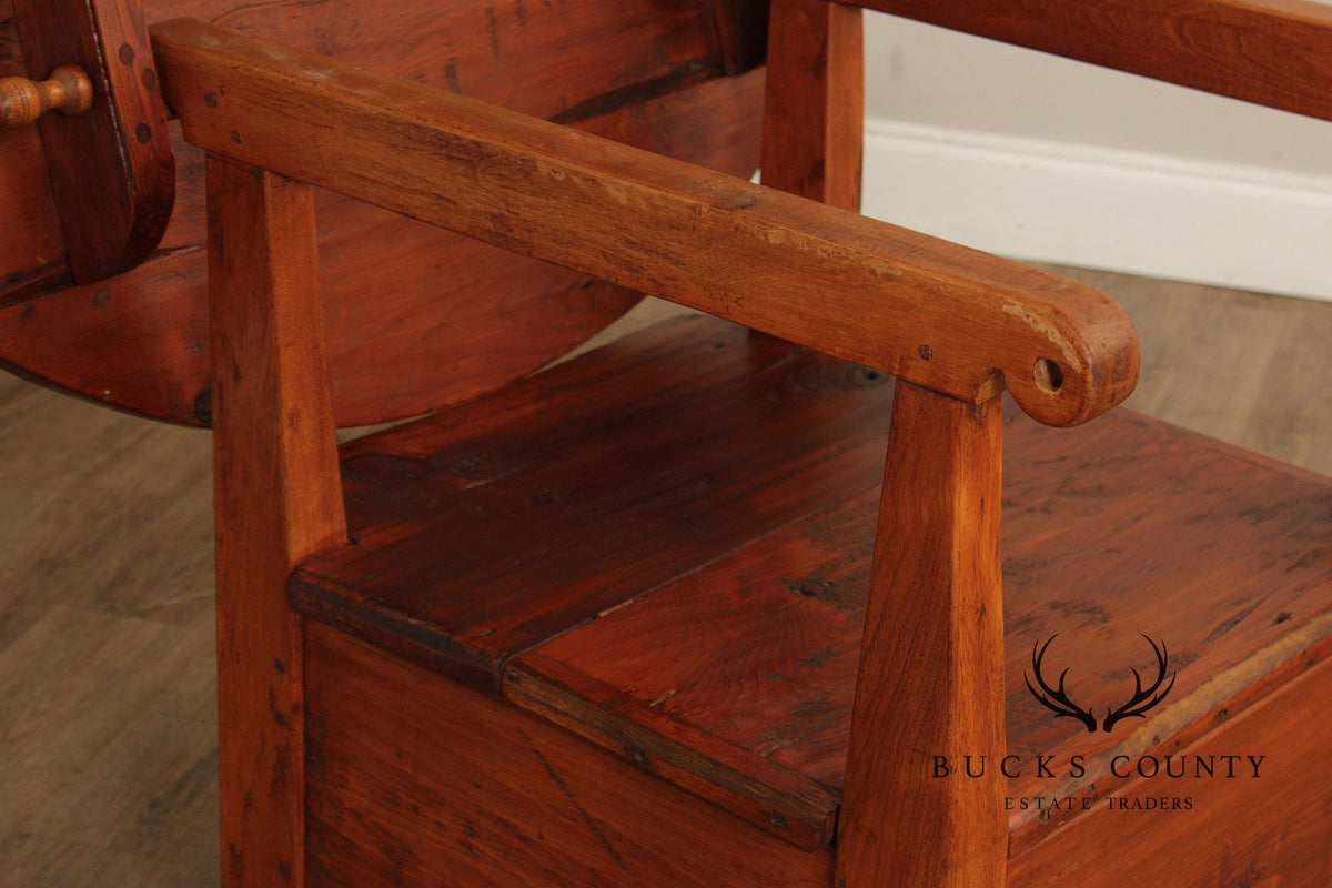 Antique Softwood Round Tilt Top Bench Dining Table