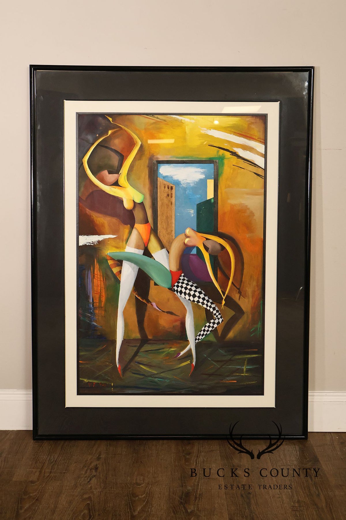 Large Framed Oil Painting Of Dancers By Vassily Fedulov