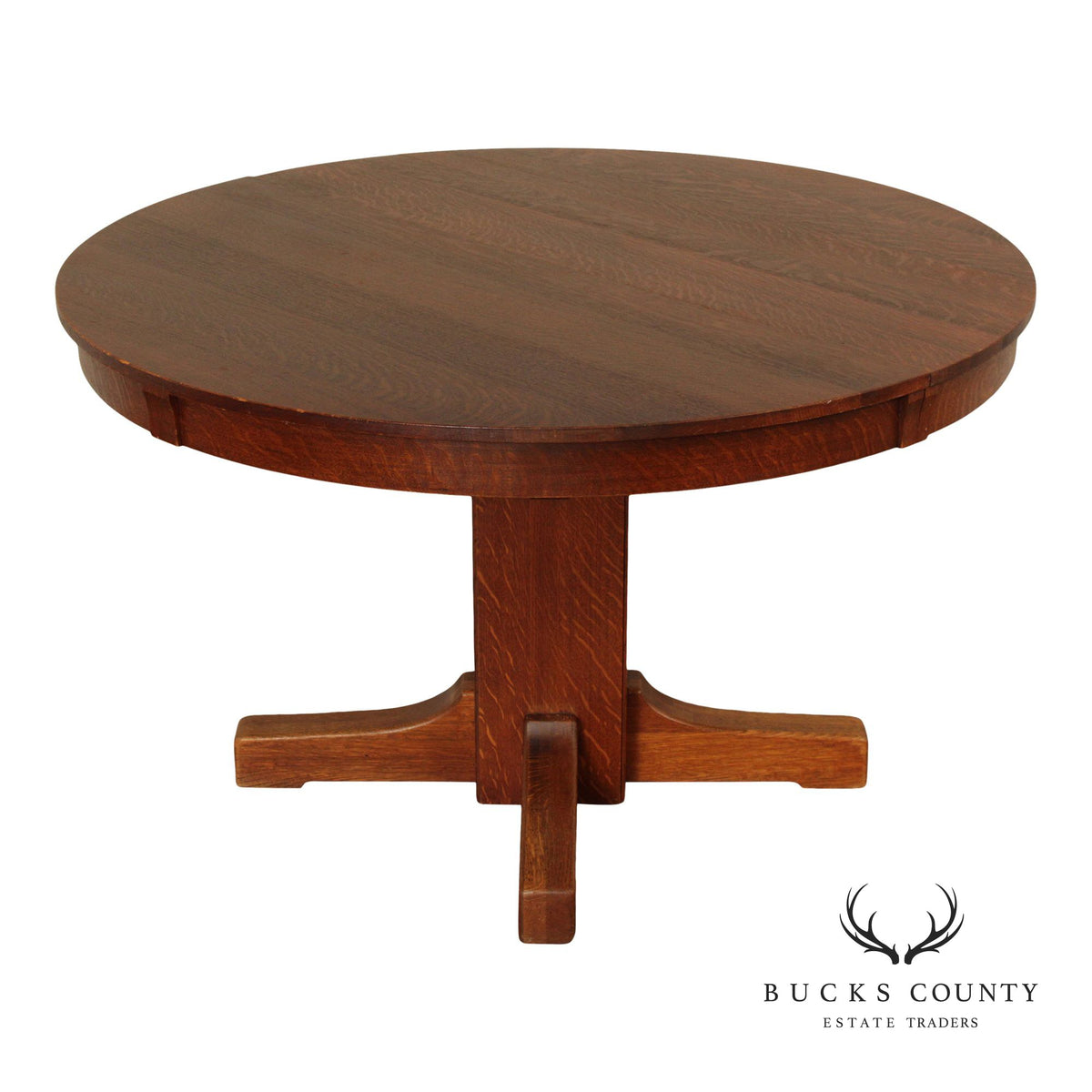 Limbert Furniture Antique Mission Oak Round Top Expandable Dining Table