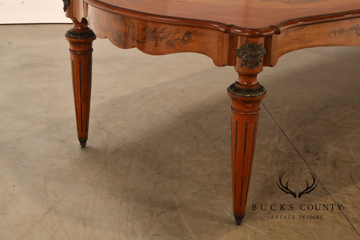Custom Louis XVI Style Walnut Marquetry Dining Table