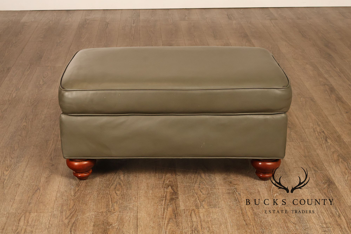 Ethan Allen Traditional Leather Ottoman
