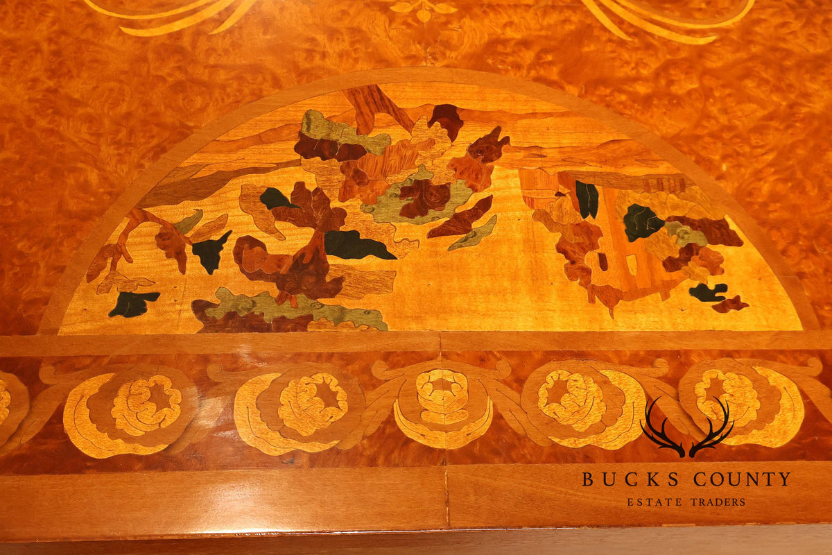 Italian Marquetry Inlaid Burl Wood Credenza Sideboard Server