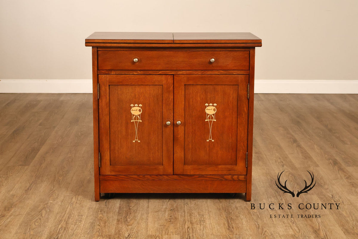 Stickley Mission Collection Oak Harvey Ellis Inlaid Server