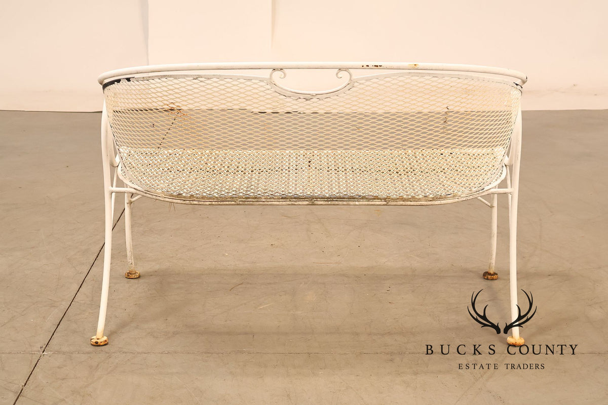 Woodard Wrought Iron Mesh Outdoor Loveseat Bench
