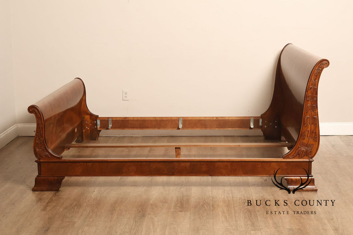 Henredon 'Charles X' King Size Burlwood Sleigh Bed