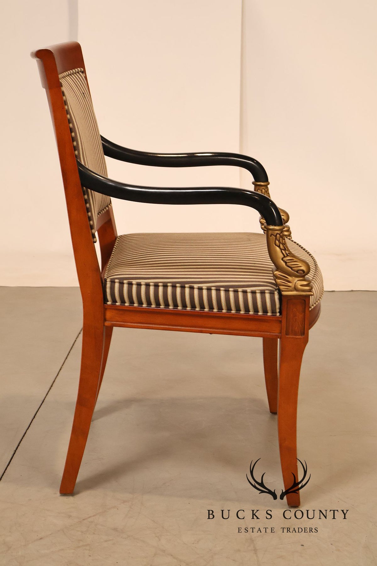 Century Furniture French Empire Style Dolphin Carved Armchair