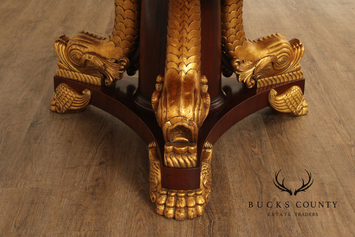 John Widdicomb Rococo Style Partial Gilt Round Mahogany Center Table