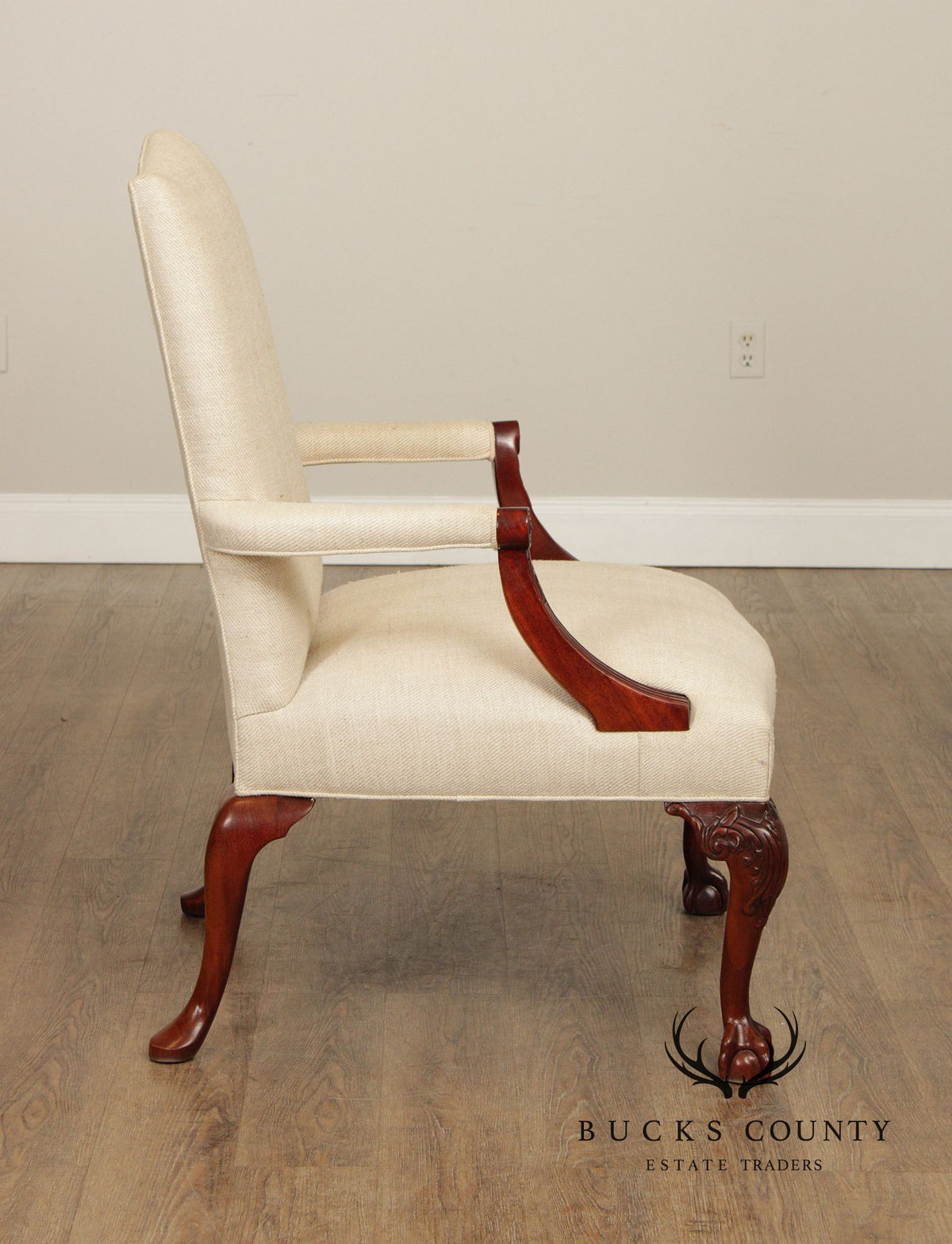 Georgian Style Mahogany Gainsborough Library Armchair