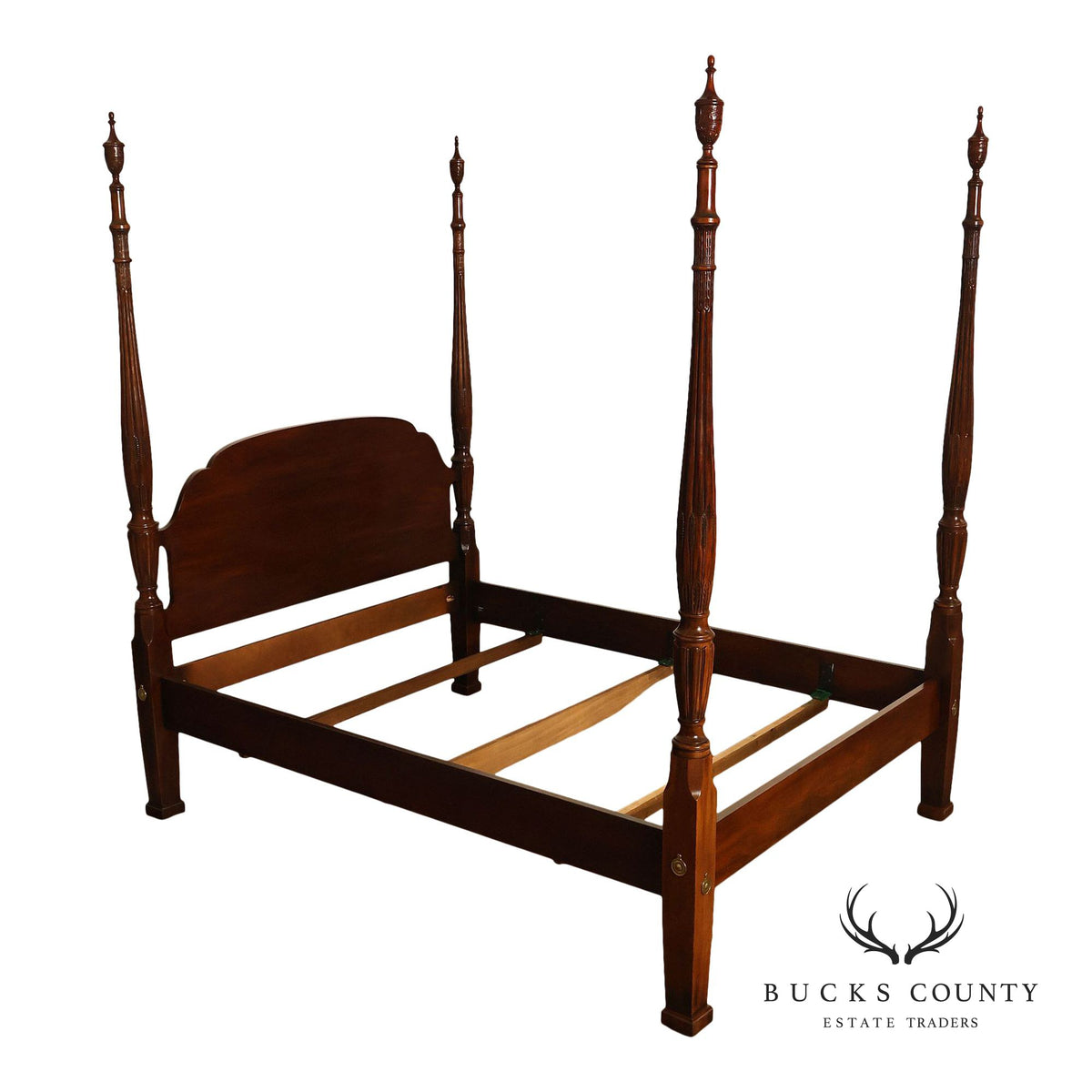 Drexel Heritage Mahogany Rice Carved Queen Poster Bed