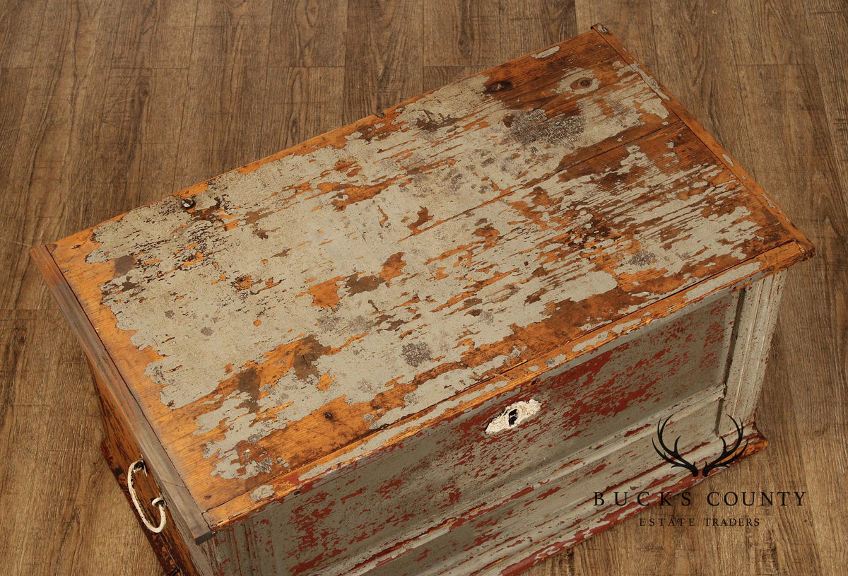 Antique Swedish Painted Pine Blanket Chest