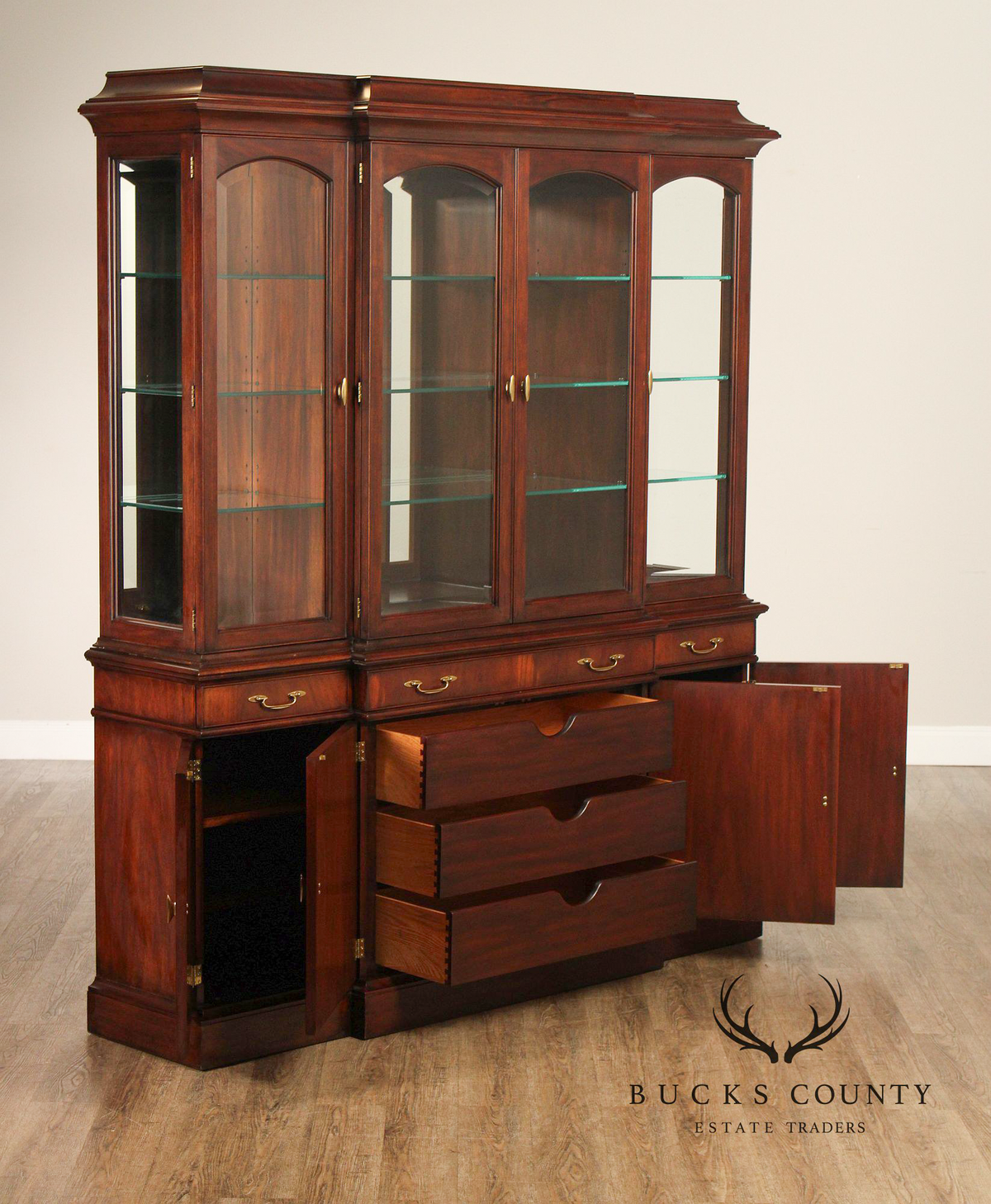 Henkel Harris Regency Style Mahogany Breakfront China Cabinet