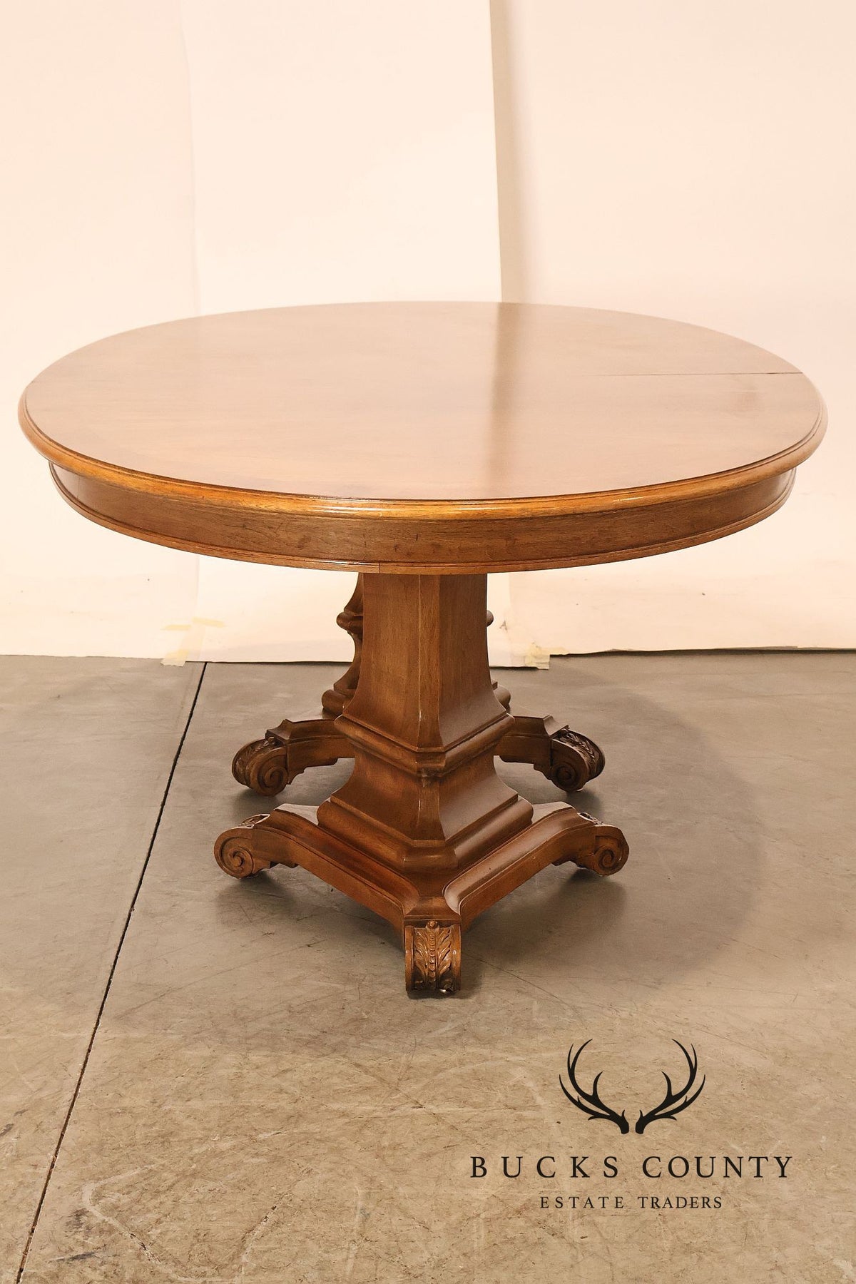 Neoclassical Style Walnut Double Pedestal Dining Table