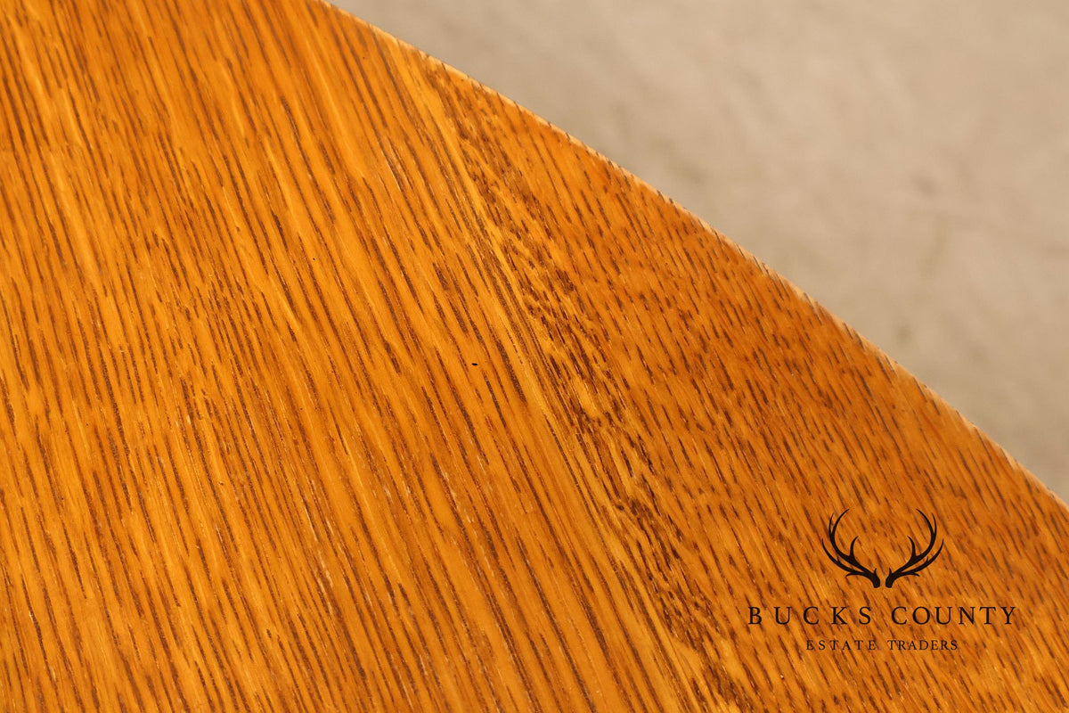 Stickley Mission Collection Round Oak Extension Dining Table With 3 Leaves In 35 Fayetteville Finish