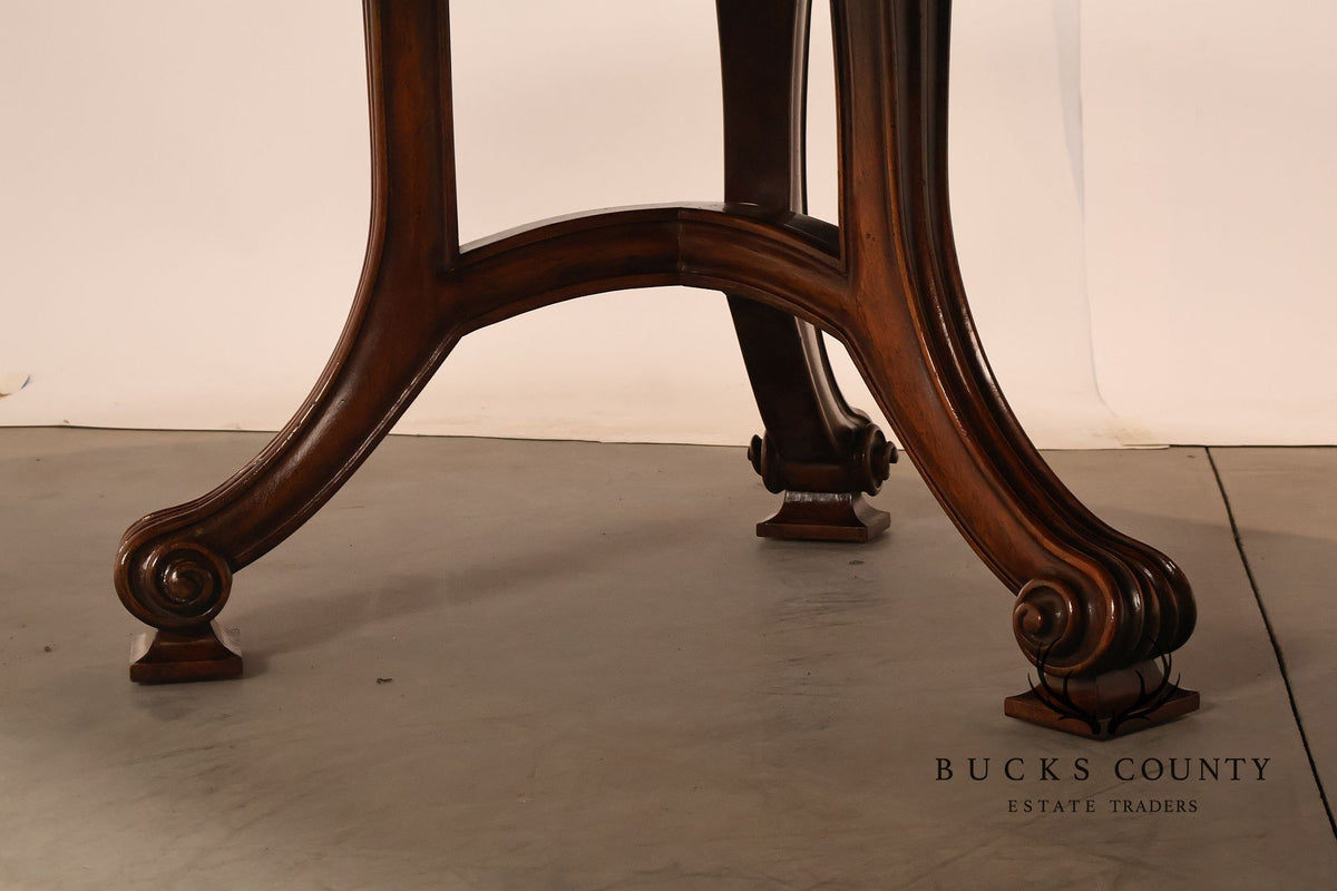 Dessin Fournir Banded Burlwood Large Double Pedestal Banquet Dining Table