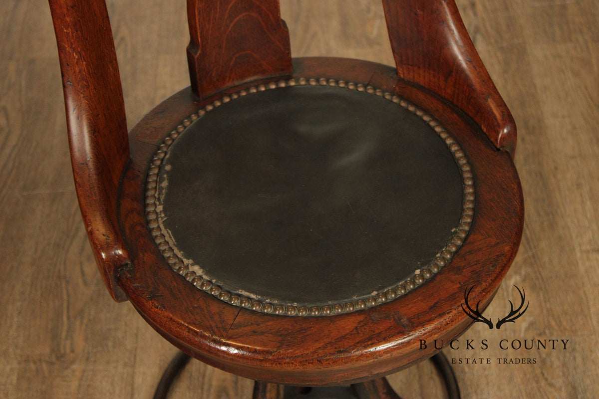 Antique Ship’s Table With Set Of Six Ship Chairs