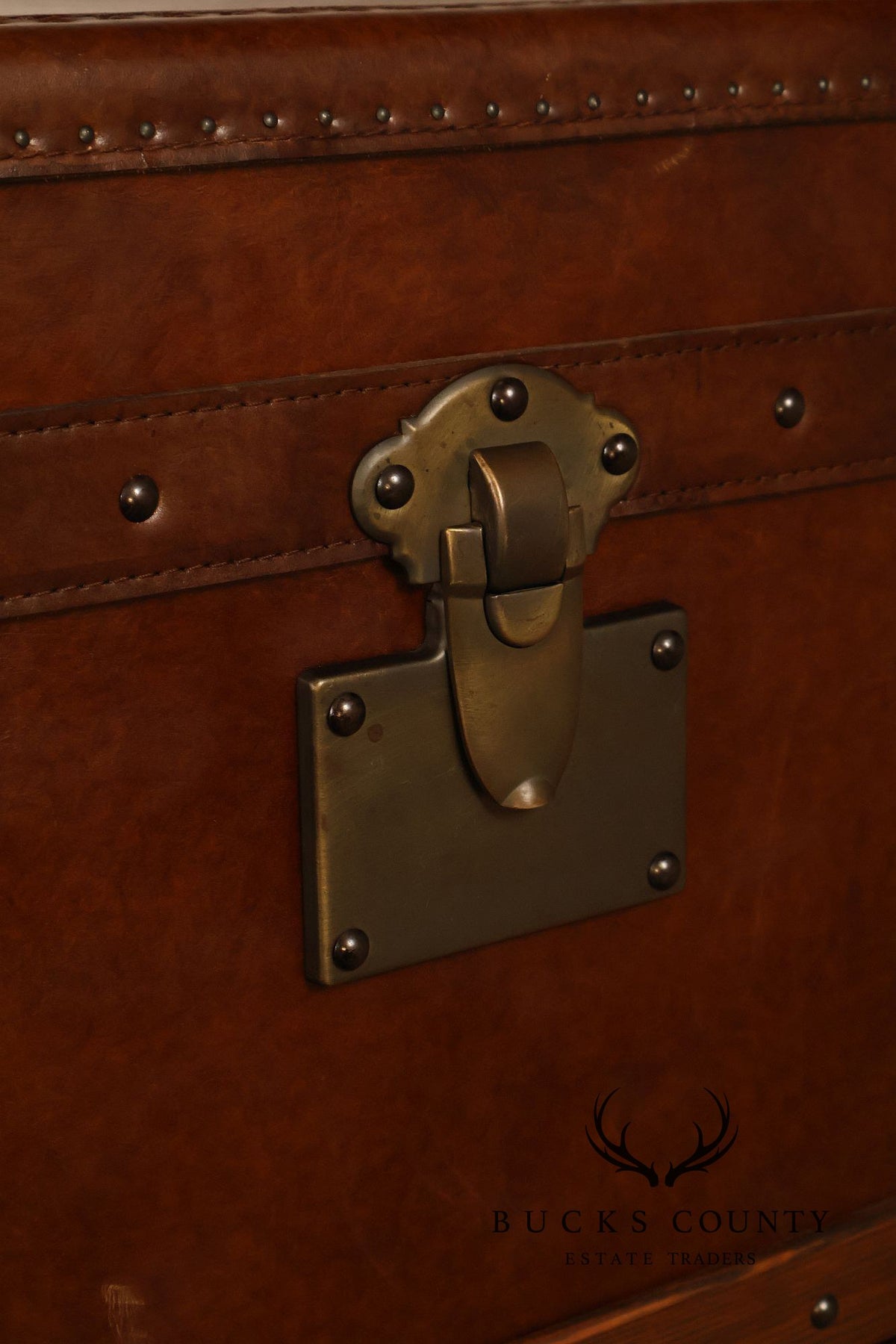 Restoration Hardware Leather Campaign-Style Storage Trunk With Drawers
