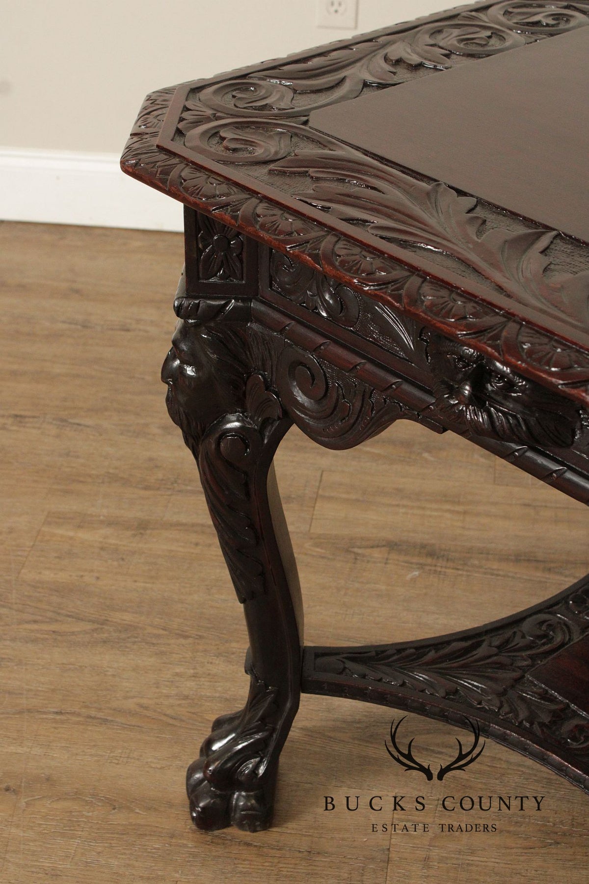 Antique Victorian Carved Mahogany Partners Desk